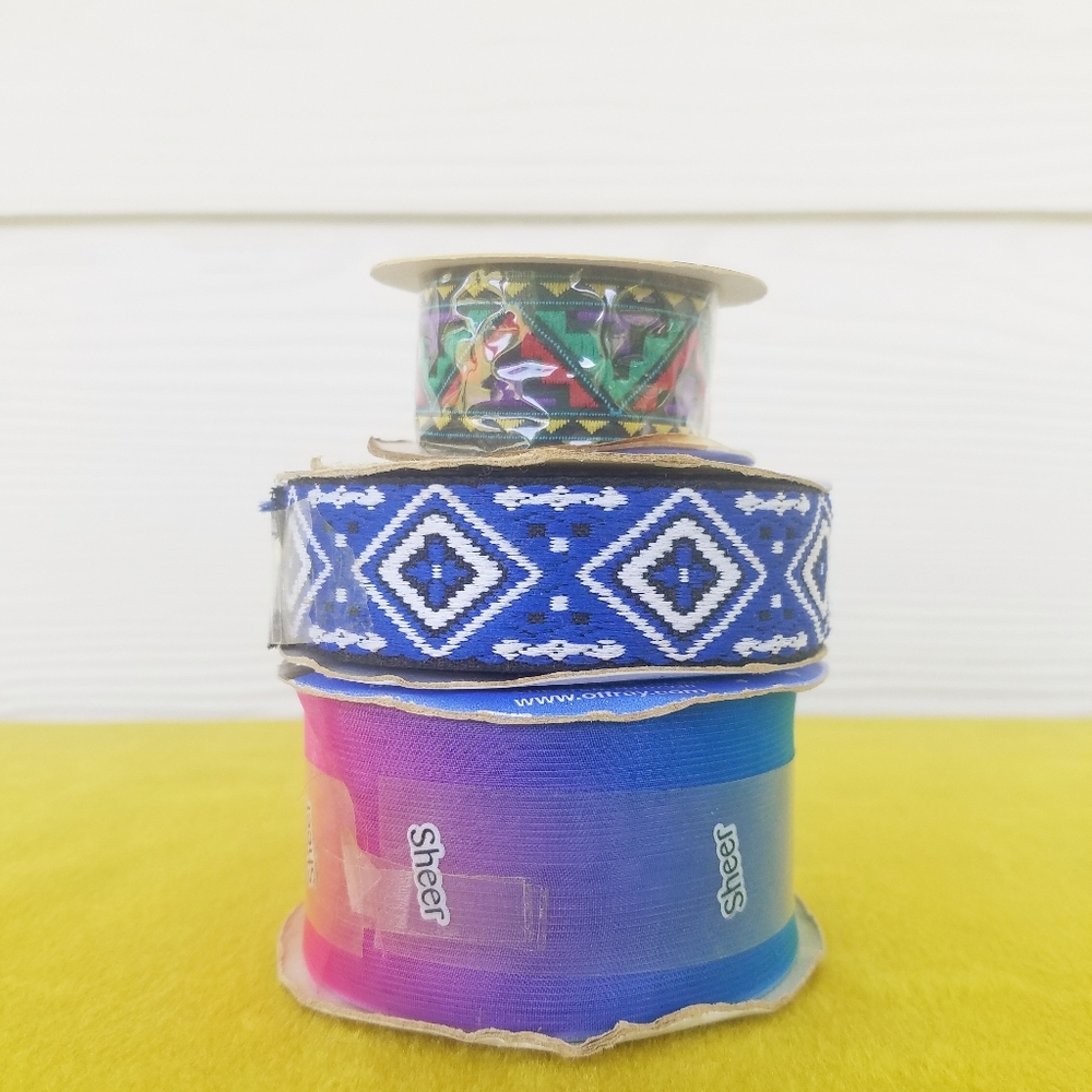 New! Crafting Ribbon Southwestern Geometric Ombre Lot Of 3